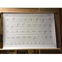 Vintage schoolplaat met letters en cijfers